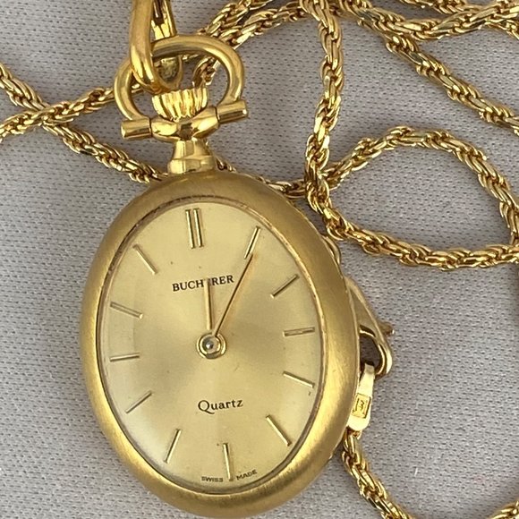 Vintage Fabulous Swiss Made Bucherer Pendant Watch Beautiful Pansy Flower - Picture 5 of 7